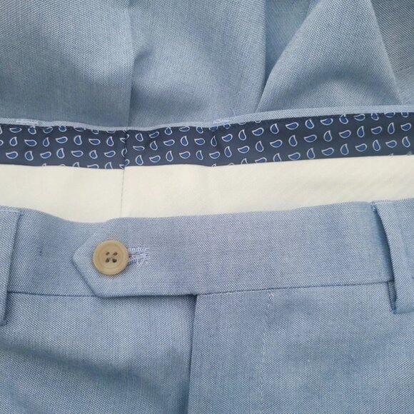 Lauren Ralph Lauren Men's 37x30 Light Blue 100% Linen Flat Front Dress Pants - Picture 3 of 5